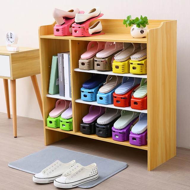 Space Saver 4-Step Adjustable Shoe Rack Plastic Double Shoe Slots Organizer  for High/Low Heels, Sneakers, Boots and Sandals - China Storage Container  and Storage Box price