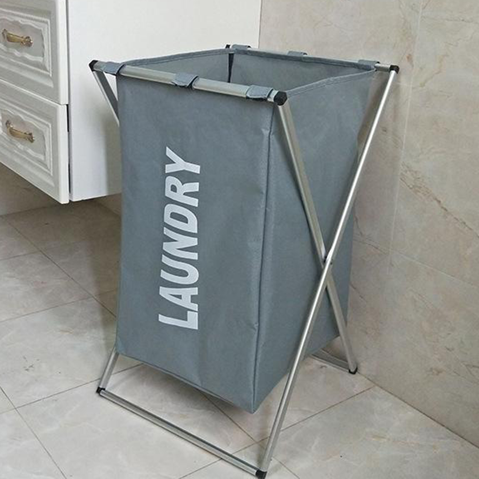 Laundry Hamper Sorter Aluminum  Basket for Home Bathroom Collapsible