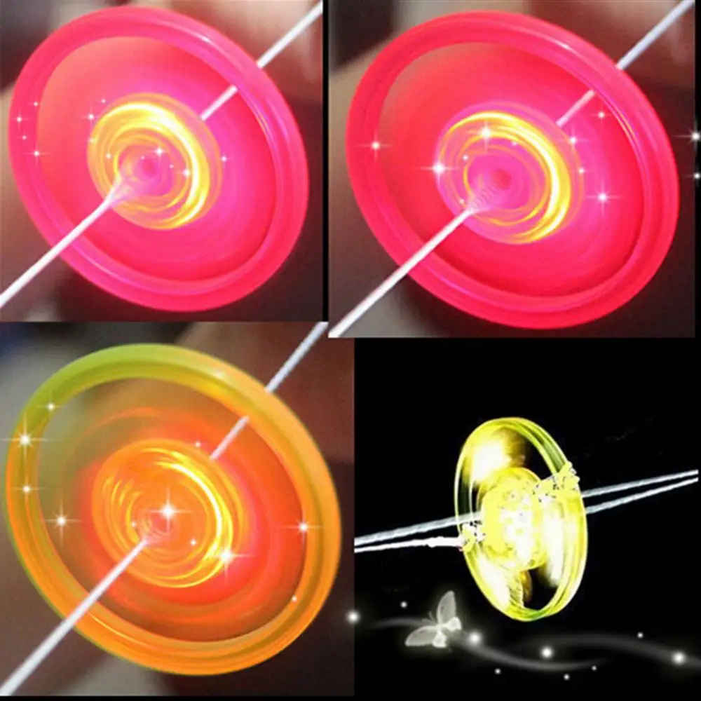 FJ FM_ AM_ Outdoor Plastic Colorful LED Light Pulling Wire Flying Saucer Kids C 
