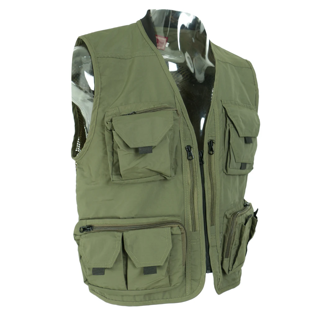 Men`s Multi Pockets Breathable Director Photography Fishing Vest Jacket M-XXXL