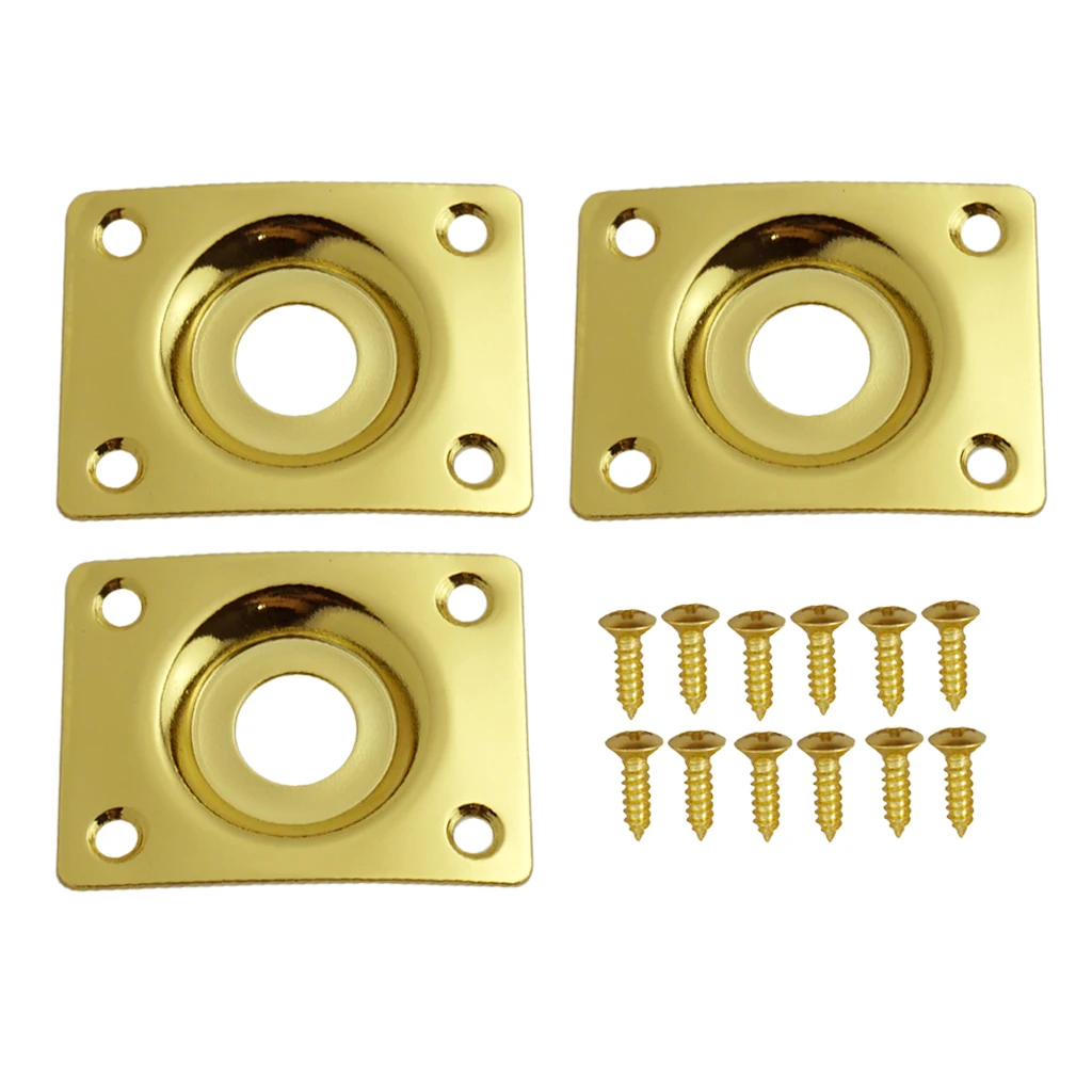 3pcs Rectangular Electric Guitar Metal Jack Socket Plate for  TL Guitar Bass Parts Accessories 