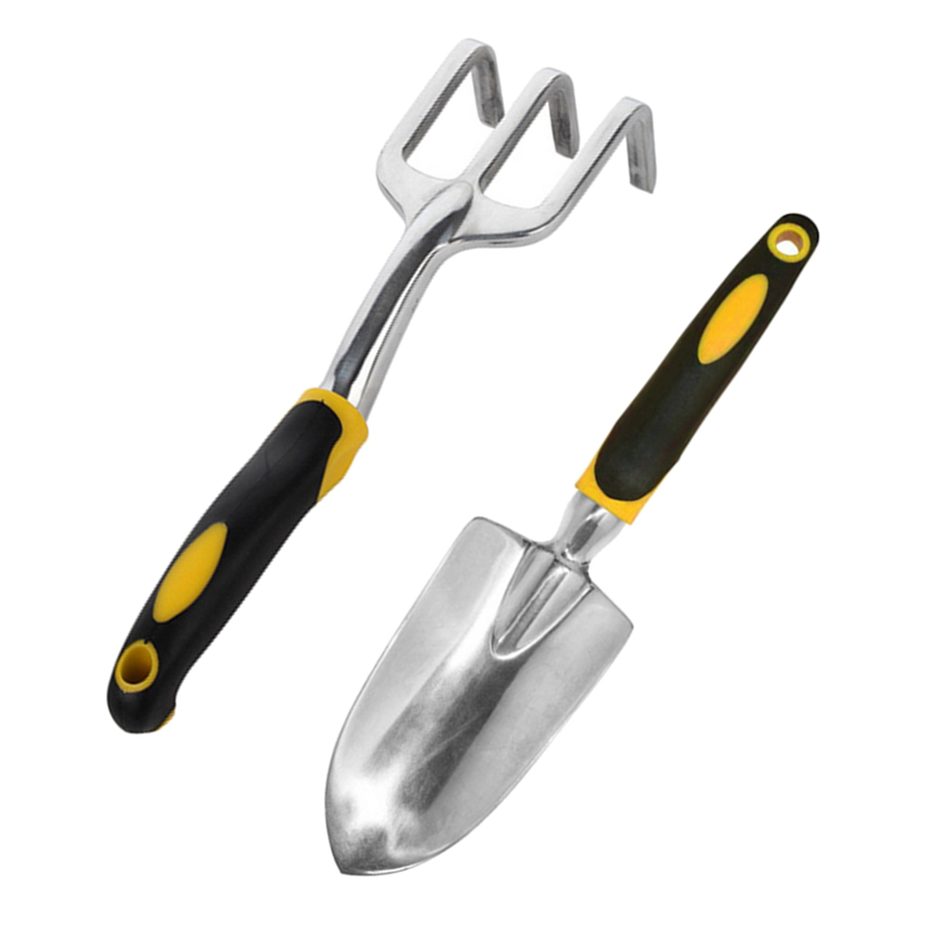 2x Mini Ergonomic Handles Garden Tool Set, Portable Hand Shovel & Rake Gift Kids