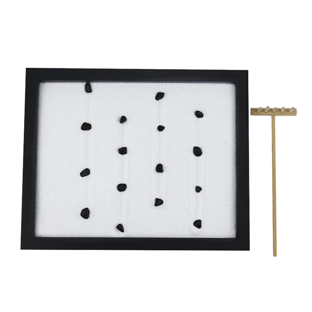 Zen Garden Set  with Free Rake Base Tray Nature Stone for Desk and Office