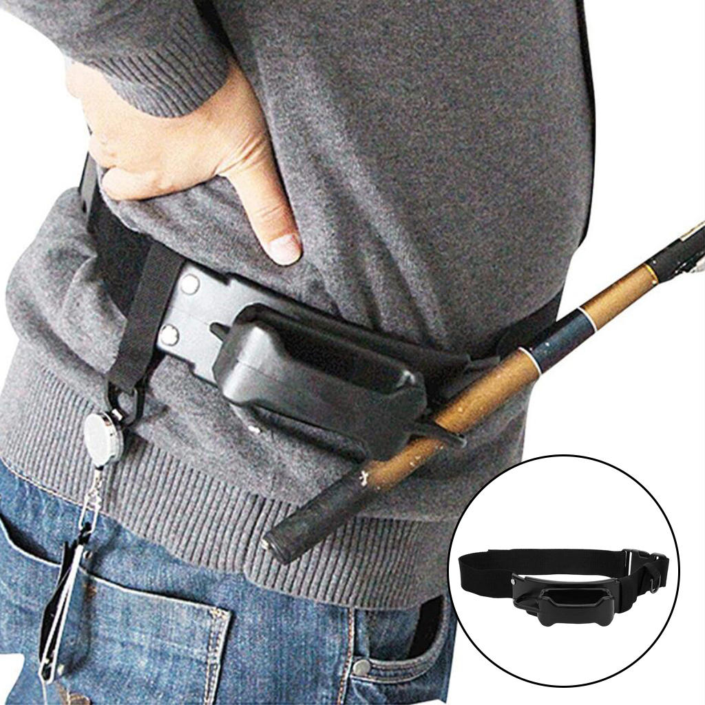 Support Harness Equipment Black Waist Pole Holder Equipment with Hook for Father Outdoor Lure Fishing Men