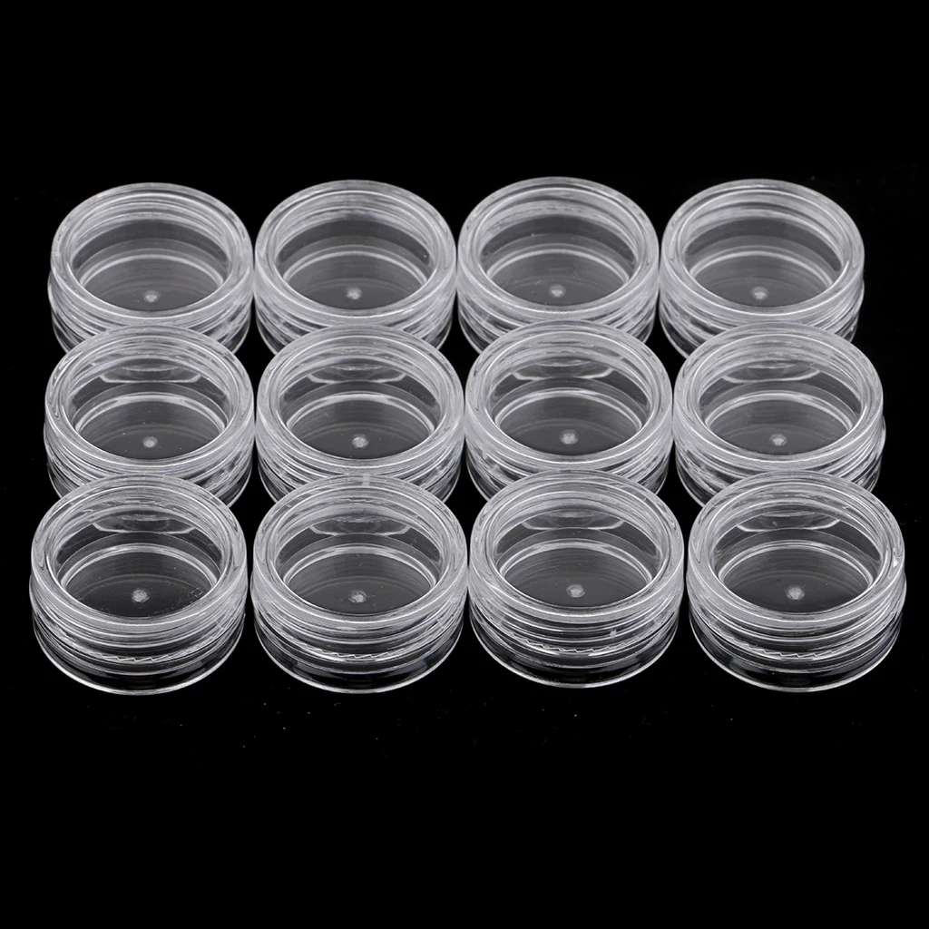 12 Grid Round Clear Jars for Cosmetics,Beads, Nail Art Storage Container Box