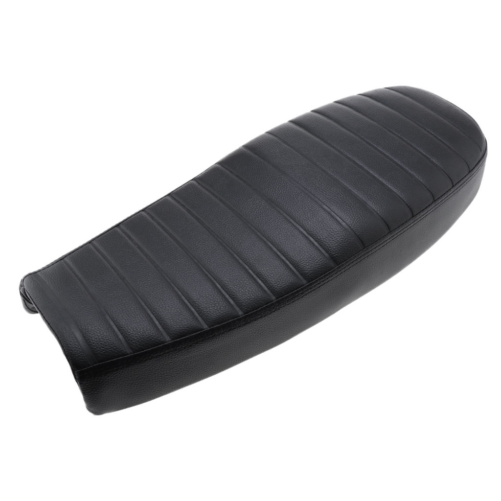 Motorcycle PU Leather Cafe Racer Seat Black Waterproof Universal Fit