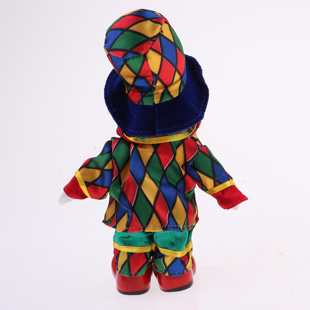 18cm/ 7.09 inch porcelain clown dolls Interesting Harlequin Smiling Clown Doll Standing Porcelain Doll Home Decor