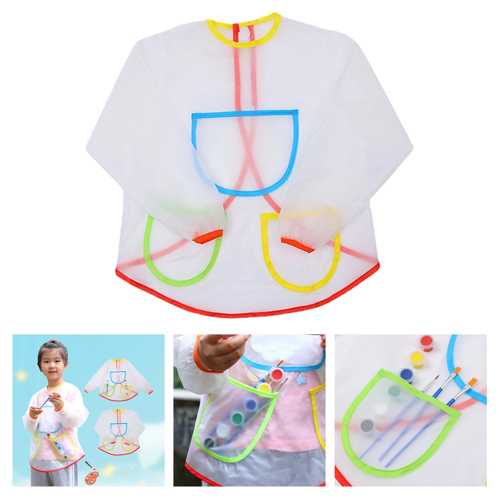 Kids Apron for Painting School Smock for Painting Boy`s and Girl`s Portable Long Sleeve Waterproof Child Art Apron