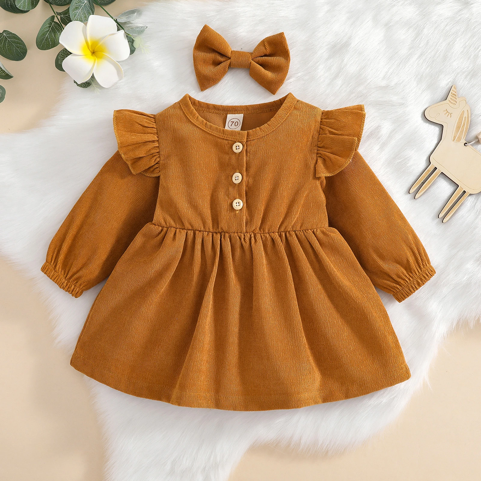 KIDS FASHION Dresses Corduroy Pampolina casual dress Brown 18-24M discount 99% 