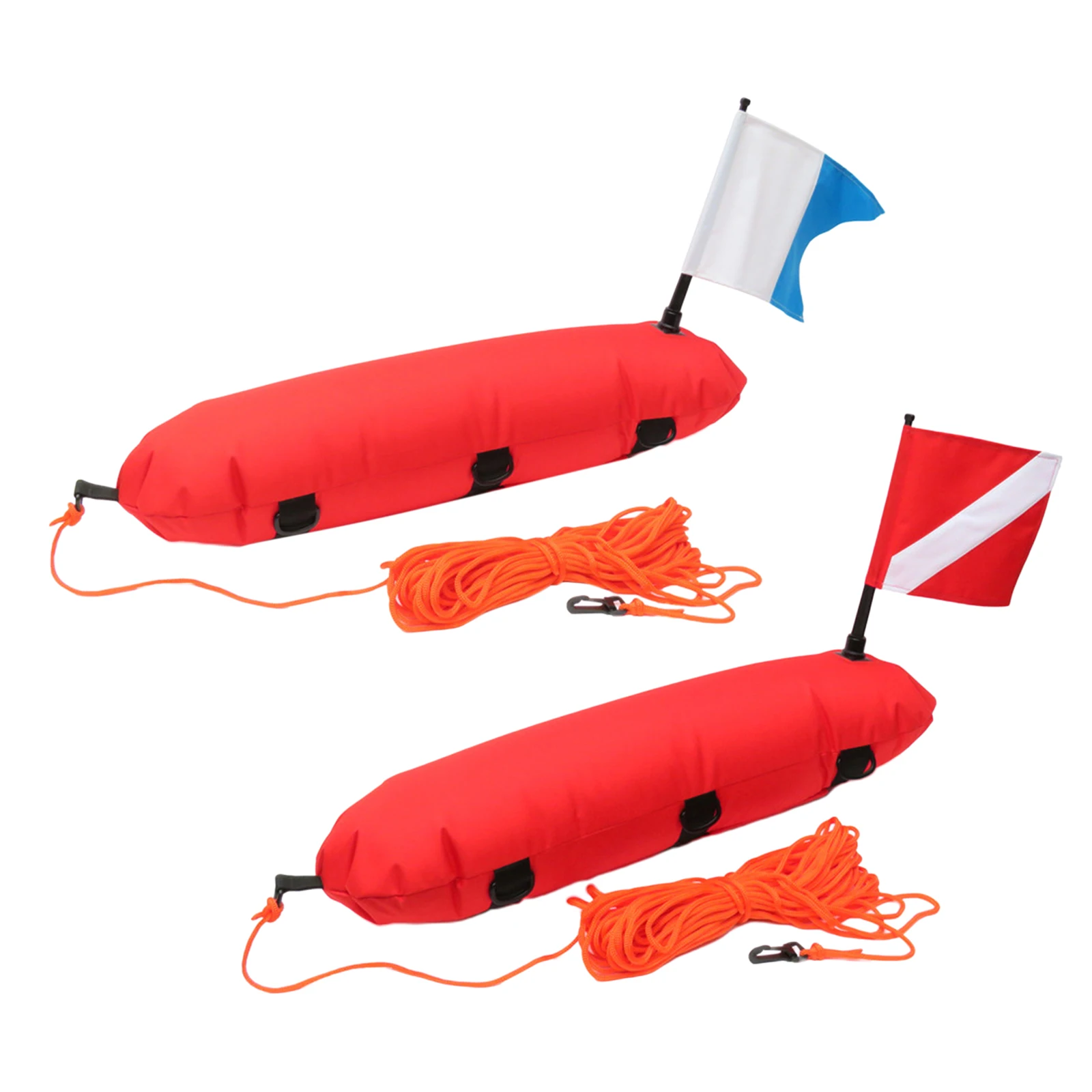 Spearfishing Buoy Safety Inflatable Scuba Diving Surface Signal Marker with Dive Flag and 25m High-Visibility Ropes Diver Gear