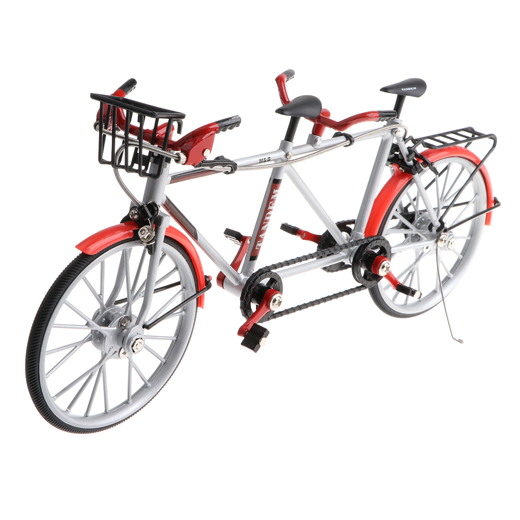 1/10th Racing Bike Tandem Model Alloy Simulated Road Bicycle Model Decoration Gift, Red