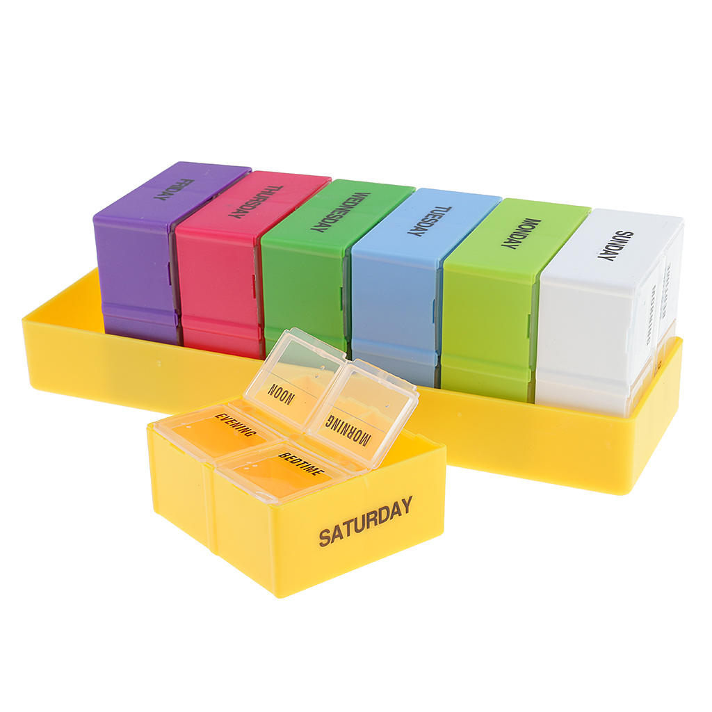 7 Days Portable Detachable Compartment Medication Pills Box Tablets Container Dispenser Case Planner Reminder