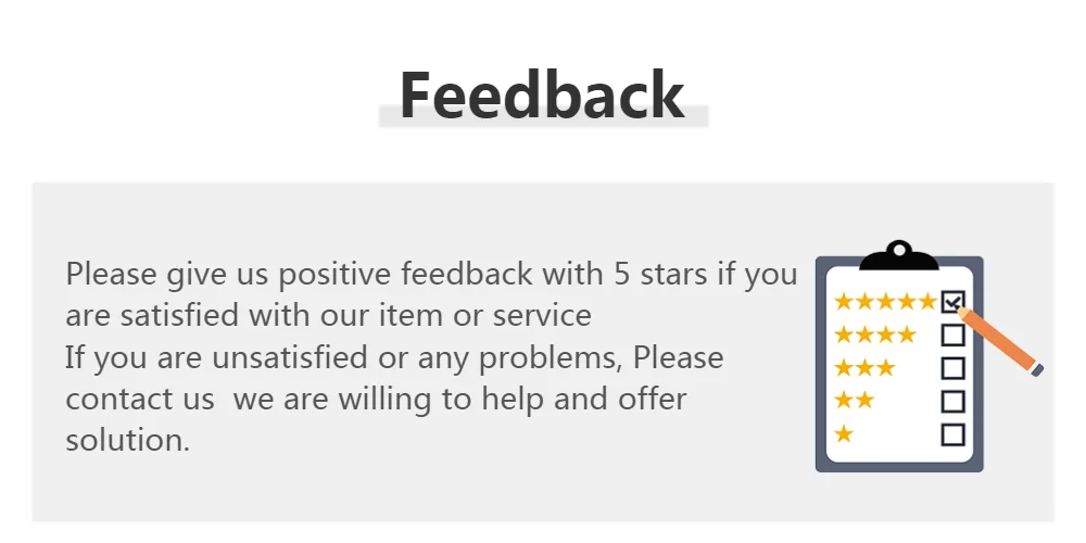 Déjenos sus comentarios con 5 estrellas para una experiencia satisfactoria