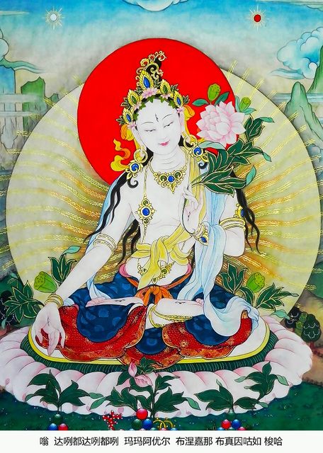 Thangka Amitabha Thangka Tibétain Amitabha Doré - Décoration Murale Spiritualité & Méditation | Gandhanra Autel Bouddhiste