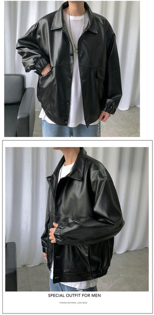 2021 Spring New Loose Soft Leather Jacket Single Breasted
