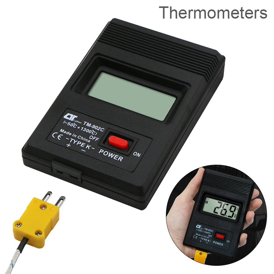 TM-902C Digitales Thermometer Typ K Thermoelement Sensor Fiberglas 300mm Sonde 