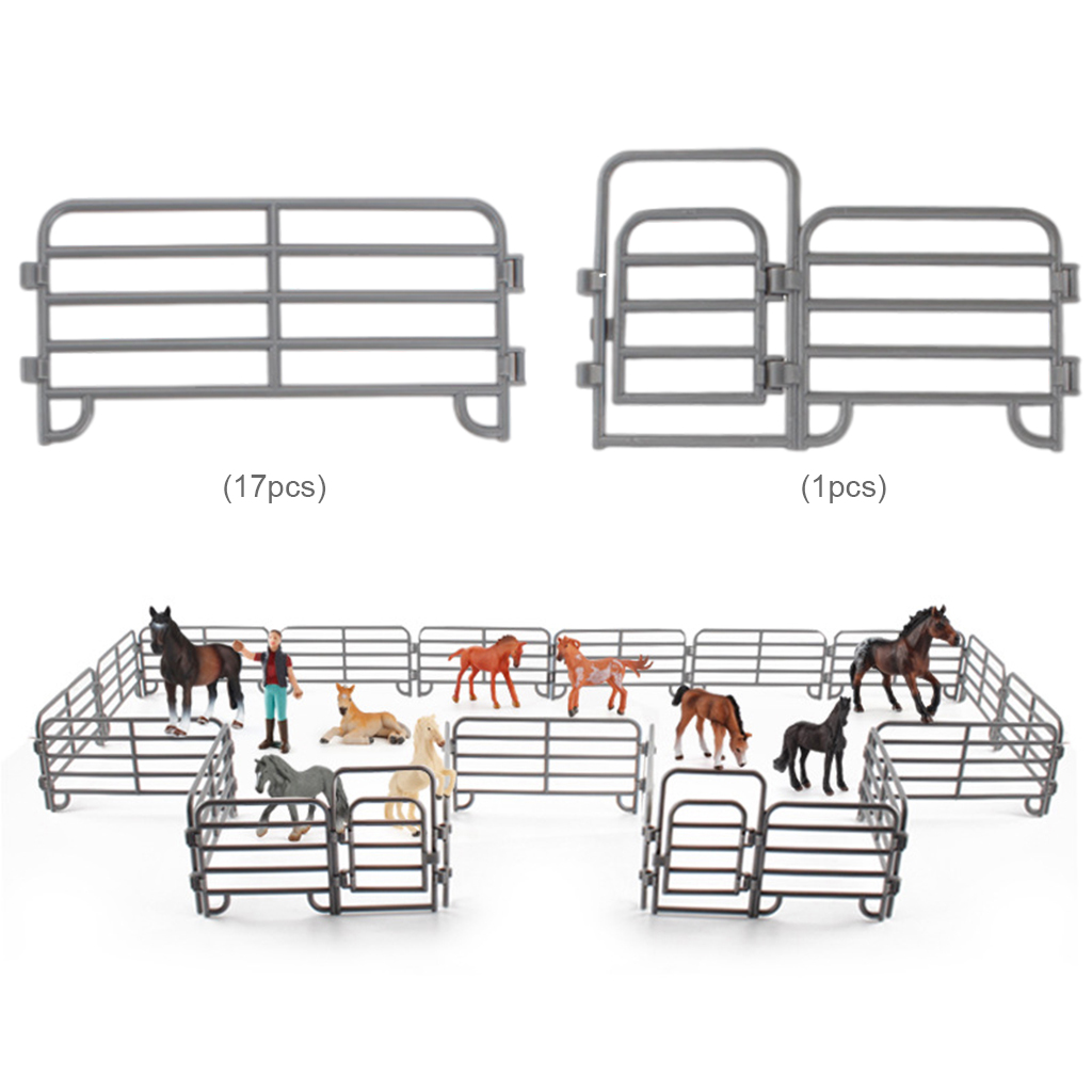 DIY Plastic Fence Model Horse Corral Fencing Accessories Playset for Kids