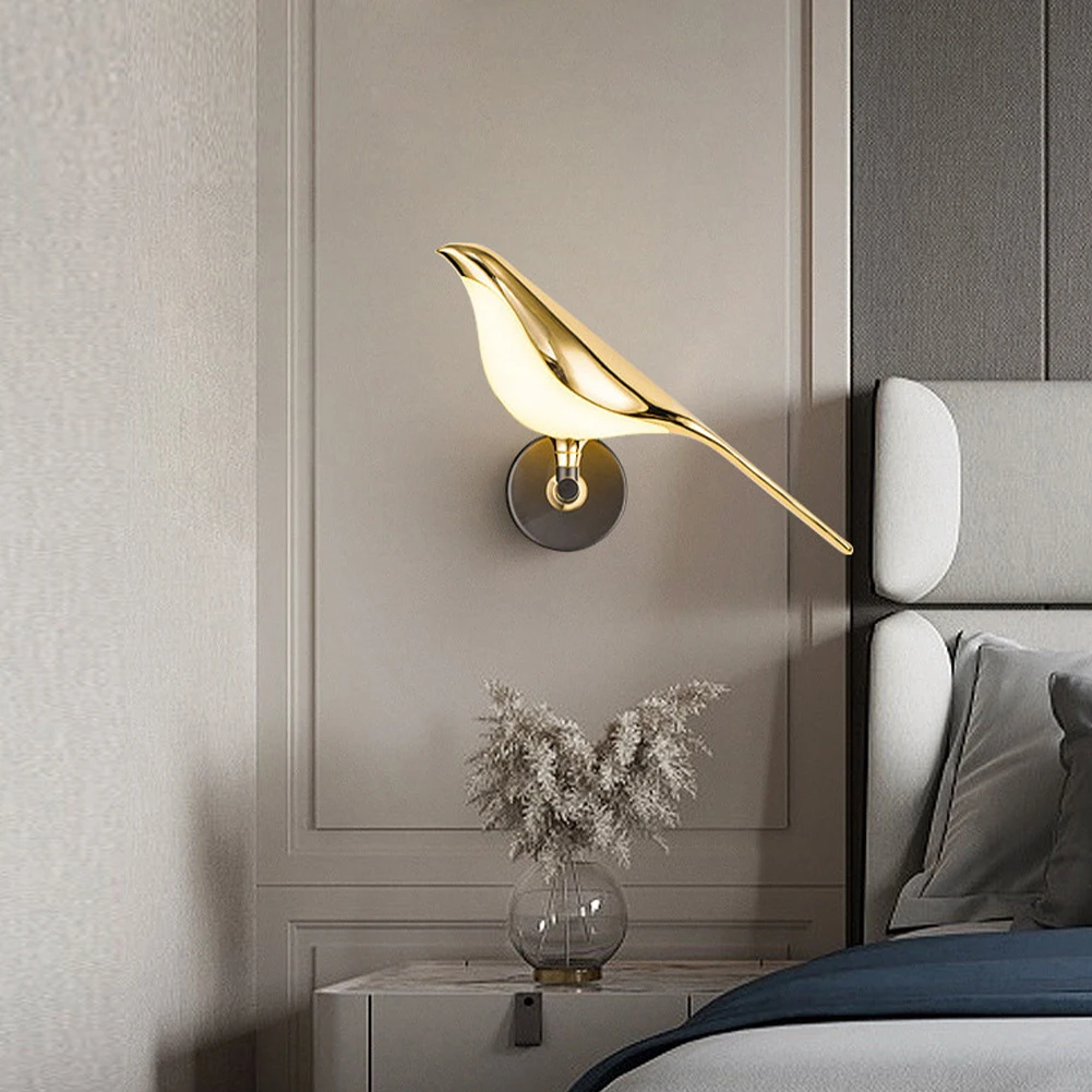 Bird Shape Background LED Wall Lamp Eye Protection Acrylic Lampshade Living Room decorative wall lights