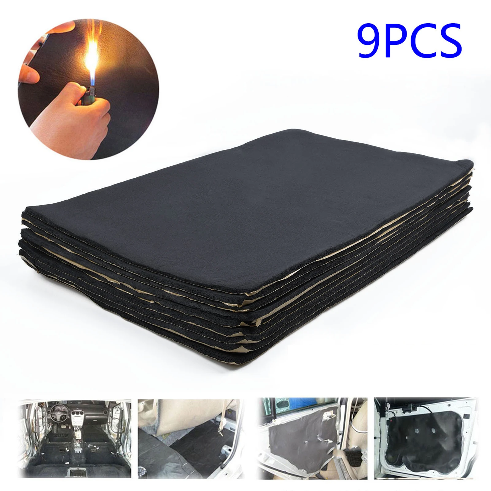 9 Pcs Car Sound Insulation Deadener Soundproof Mat Pad Audio Noise Soundproof Heat Cool Liner Heat Thermal Insulation