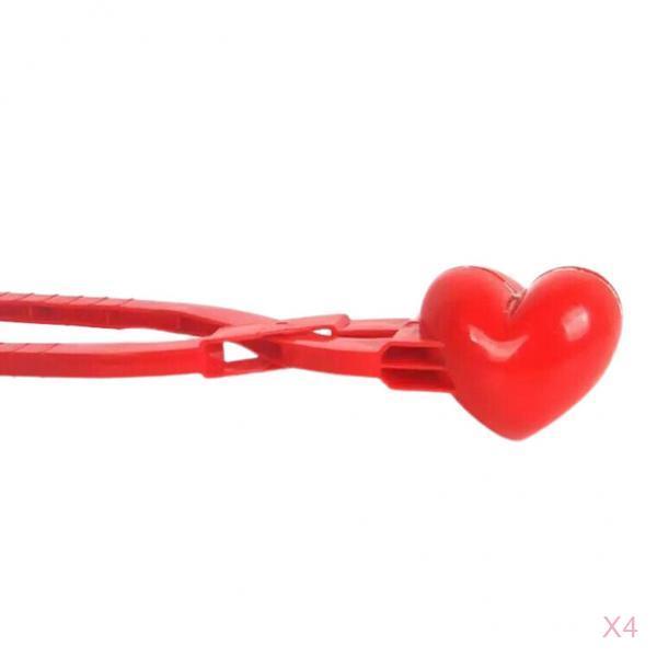4Pieces Creative Heart Shaped Snowball Maker Clip Children Outdoor Winter Fun Sports Snow Sand Mold Tool Kids Gifts
