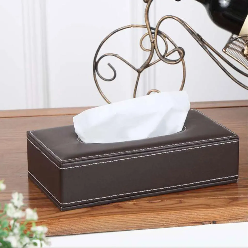 PU Leather Tissue Box Cover Napkin Toilet Paper Holder Case Home Car Tissue Box Holder