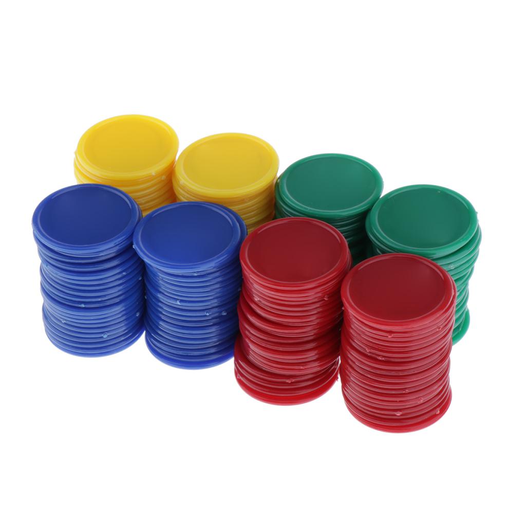 Set of 160 1.1 Inch Opaque Plastic Learning Counters Mini Poker Chips Game Tokens with Storage Box
