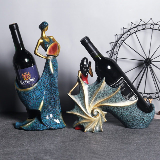 Resin Lady Wine Bottle Holder Figurines European Creative Ornament Wine  Rack Craft Decoration Wine Holder Decor for Home