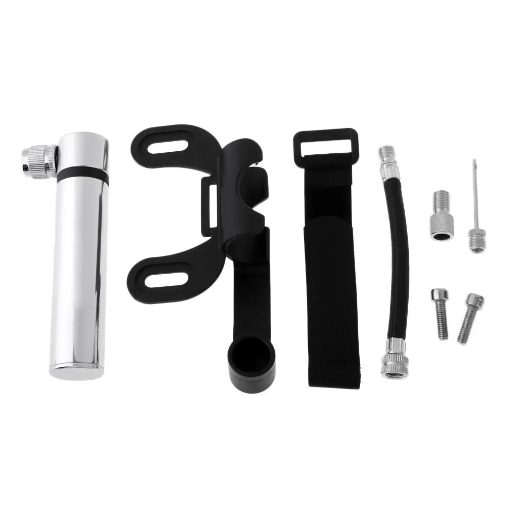 Mini Bicycle Tire Pump for Road, Mountain and BMX Bikes, High Pressure 120 PSI with Mount Bracket Pump Extension Hose