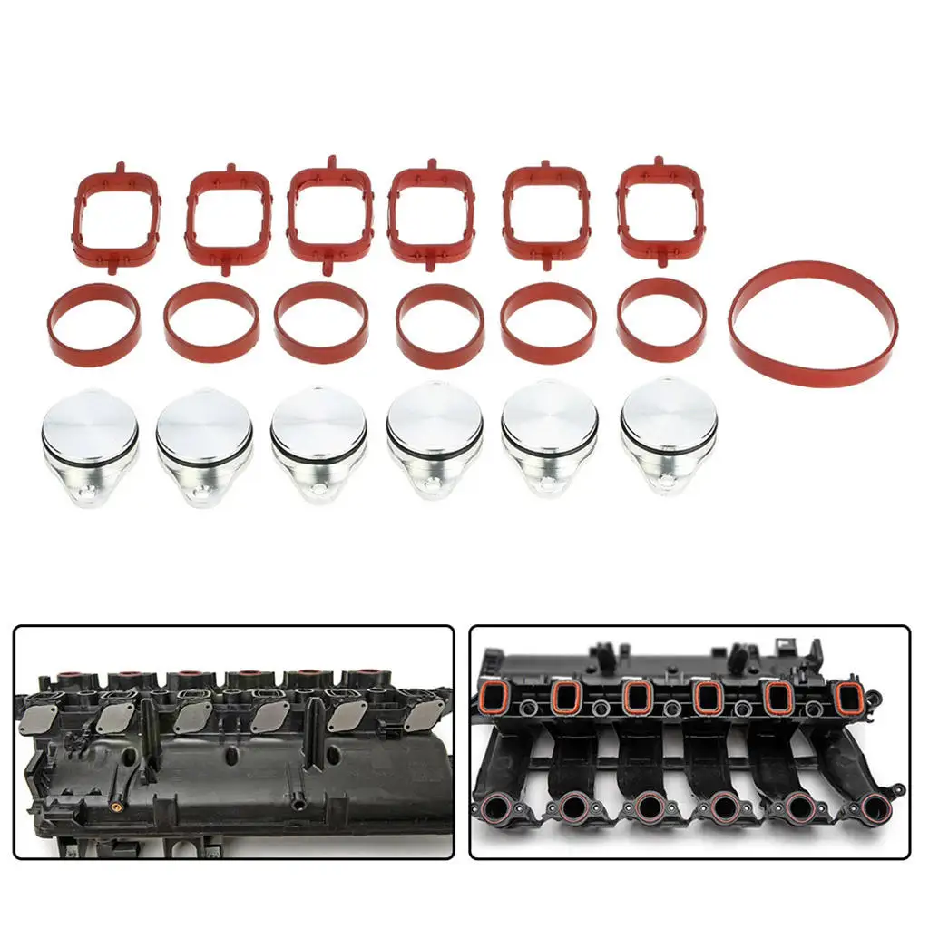 6pcs 33mm  Swirl Flap Blanking Kit With ManIfold Gasket For BMW E57 E39 E38 E53