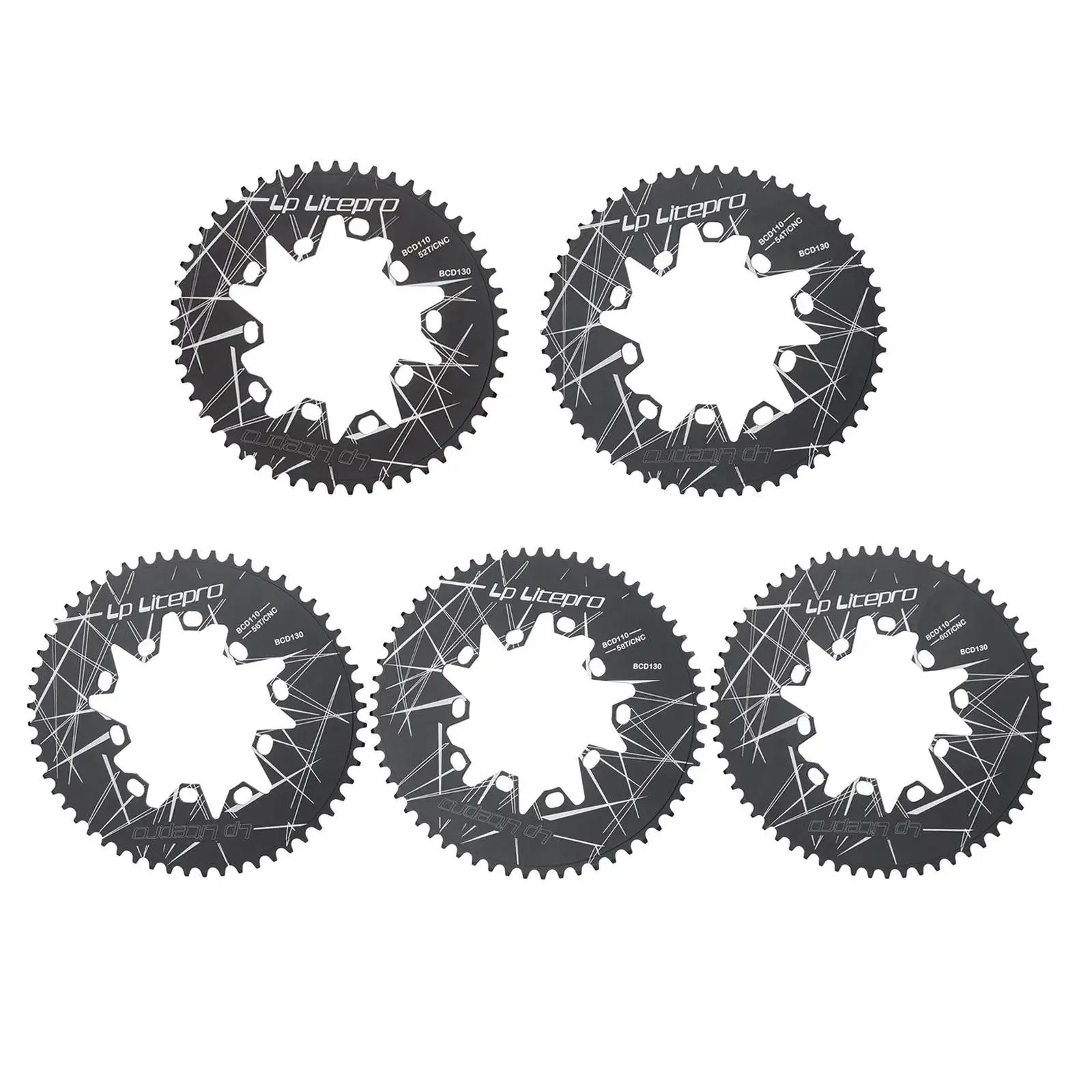 Bike Chainwheel 52T/54T/56T/58T/60T Ultralight 7-10 Speeds 130BCD Road Bicycle Chainring Chain Wheel Chain Ring Replacement Part