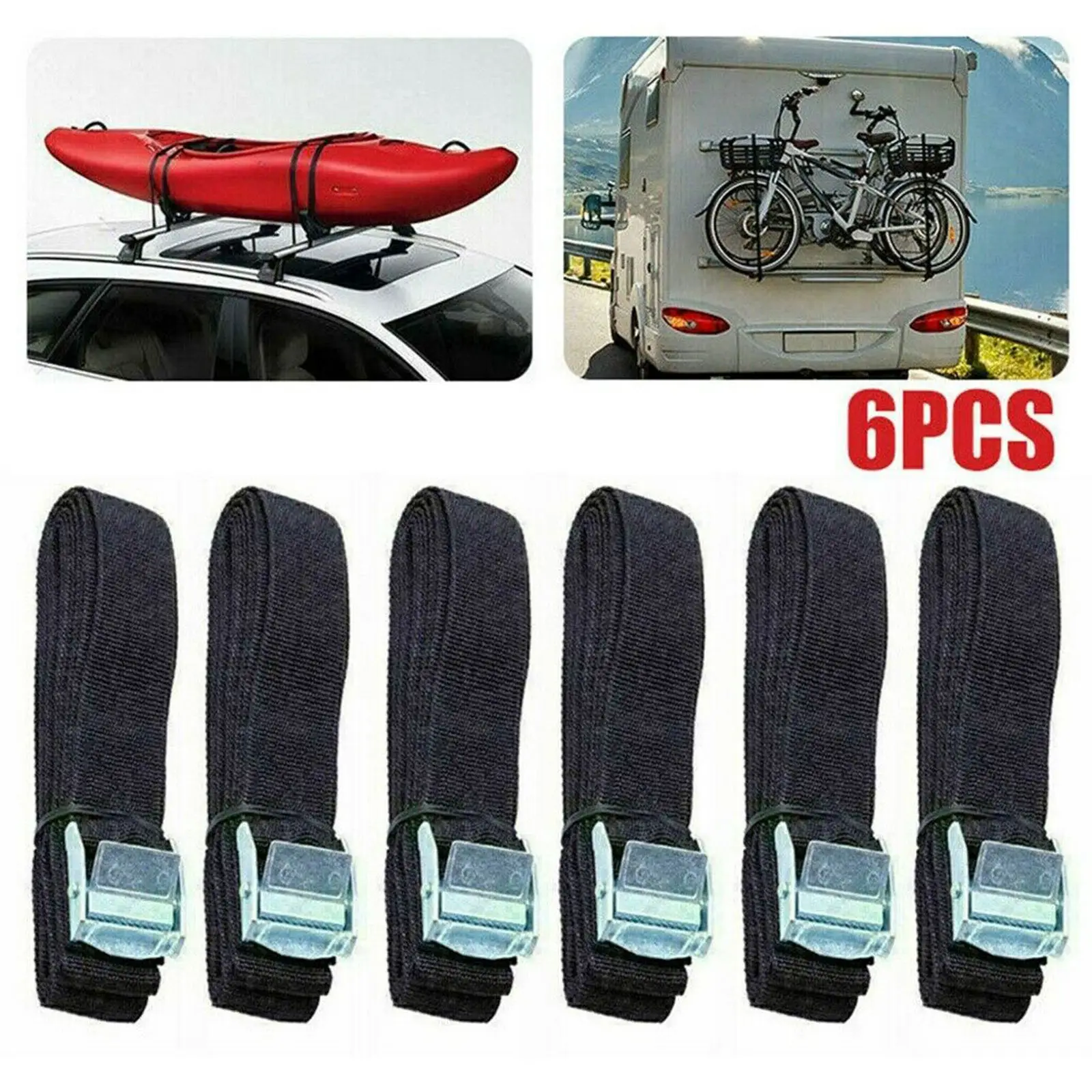 6Pieces Cargo Straps With Fastening Buckle Polyester Fiber Fixing Kit For Motorcycle Car Bicycle Frame Luggage Cargo Strap
