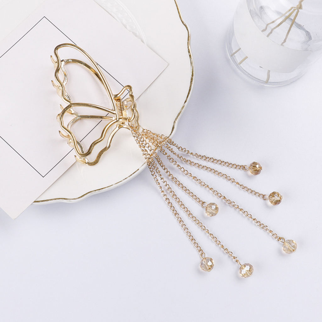 Tassel Hair Clip Barrettes Hairpins Alloy Nonslip Big Clamp Hairstyle Fashion Claw Clips for Thin Hair Short Hair Women Ladies