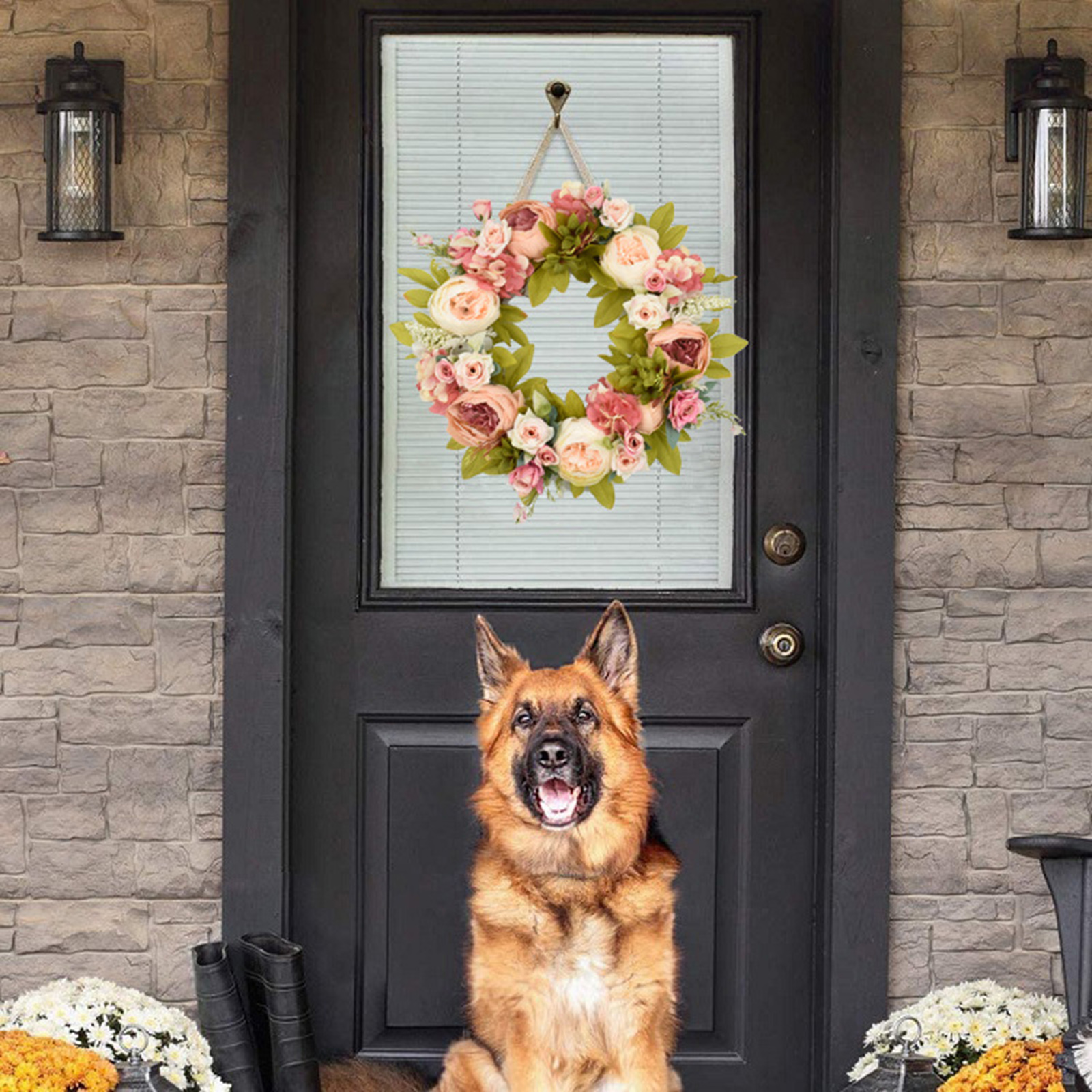 Simulated Garland Rattan Ring Decoration Photography Props Wedding Wreath Flower Home Door Decoration