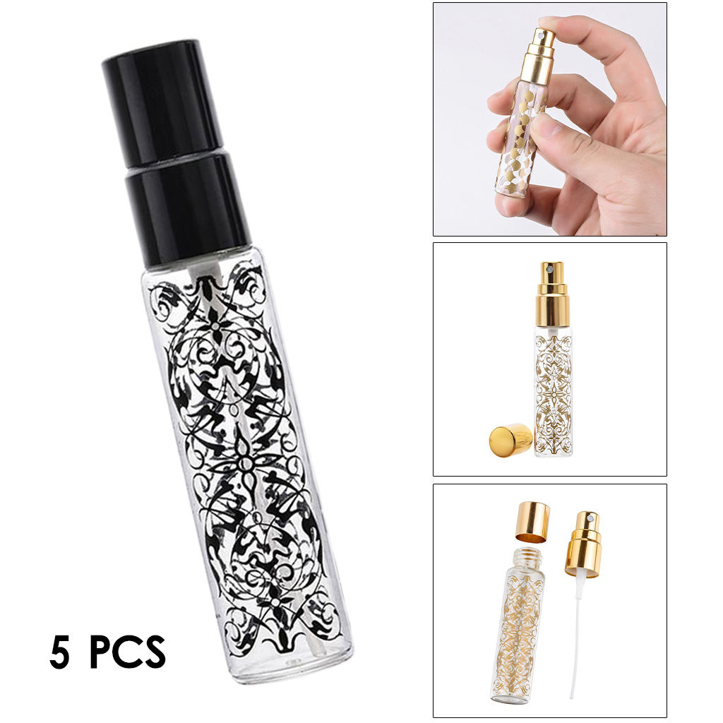 10ml Glass Spray Bottle, Empty Fine Mist Spray Bottles for Cleaning, Aromatherapy, Essential Oil Diffuser-5 Pcs