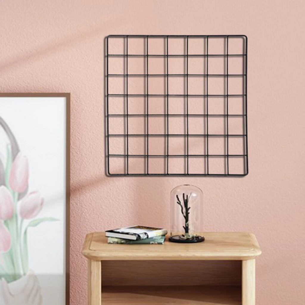 Iron Grid Art Photo Wall Metal Wire Picture Memo Board Mesh Panel Photo Displaying Frame Home Wall Decor Shelf Postcards Rack