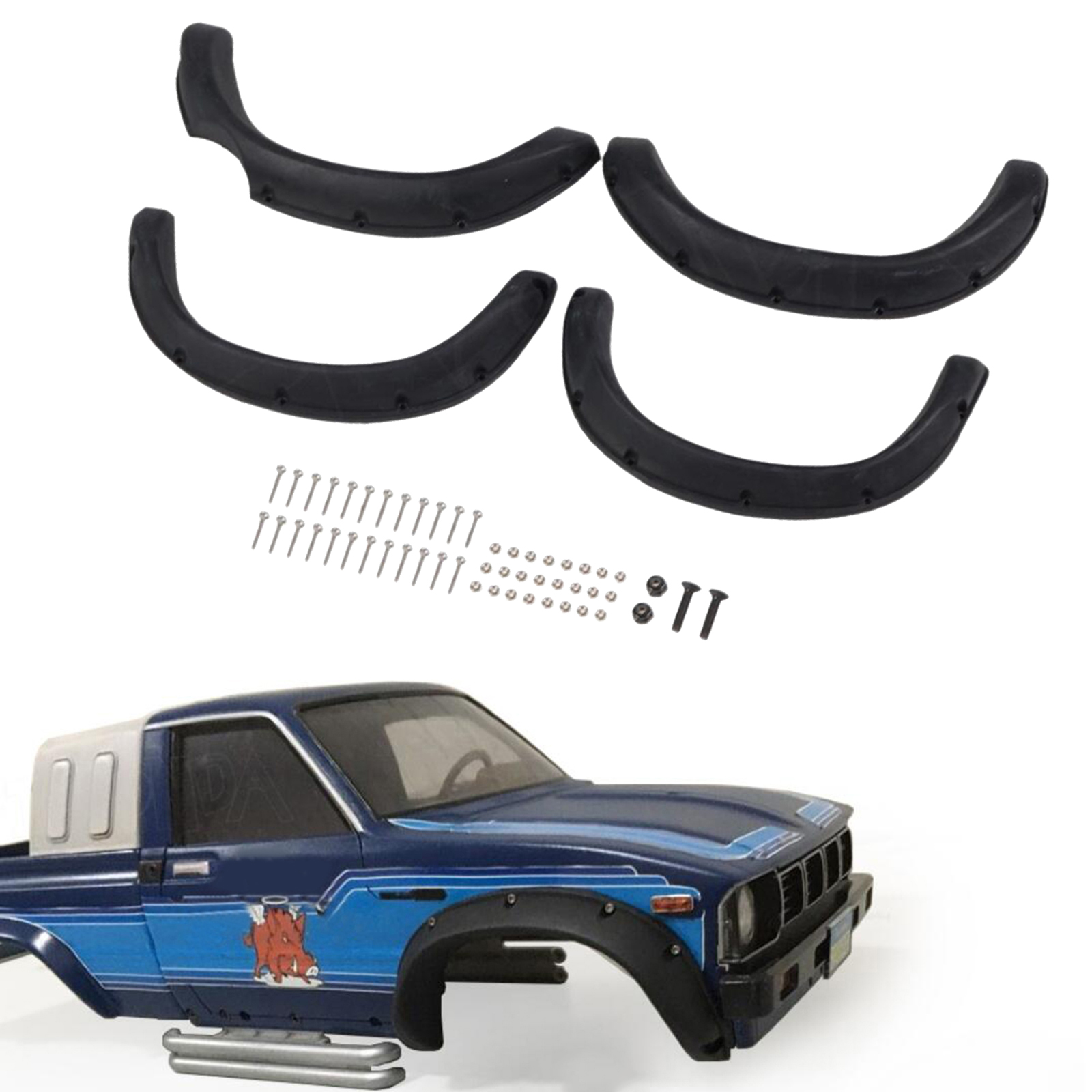Black RC Car Fender Flares for 1:10 RC TAMIYA Hilux BRUISER  TF2 RC Car Replacements Accessories Part