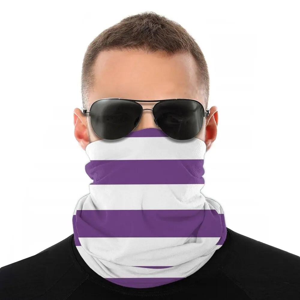 mens dress scarf Purple And White Stripes Scarves Half Face Mask Men Women Fashion Tube Scarf Seamless Bandana Polyester Headband Outdoor Hiking mens infinity scarf