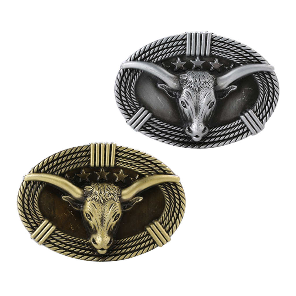 Male Ox Head Embossed Belt Buckle Stars Metal Western Cowboy Jewelry Buckle