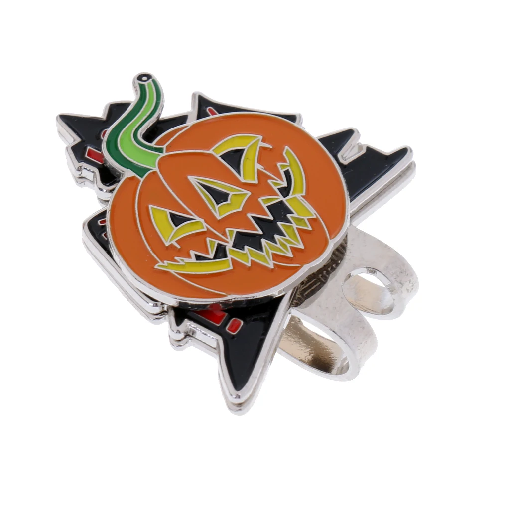 Sturdy Halloween Pumpkin Magnetized Hat Cap Visor Clip-on Golf Ball Marker