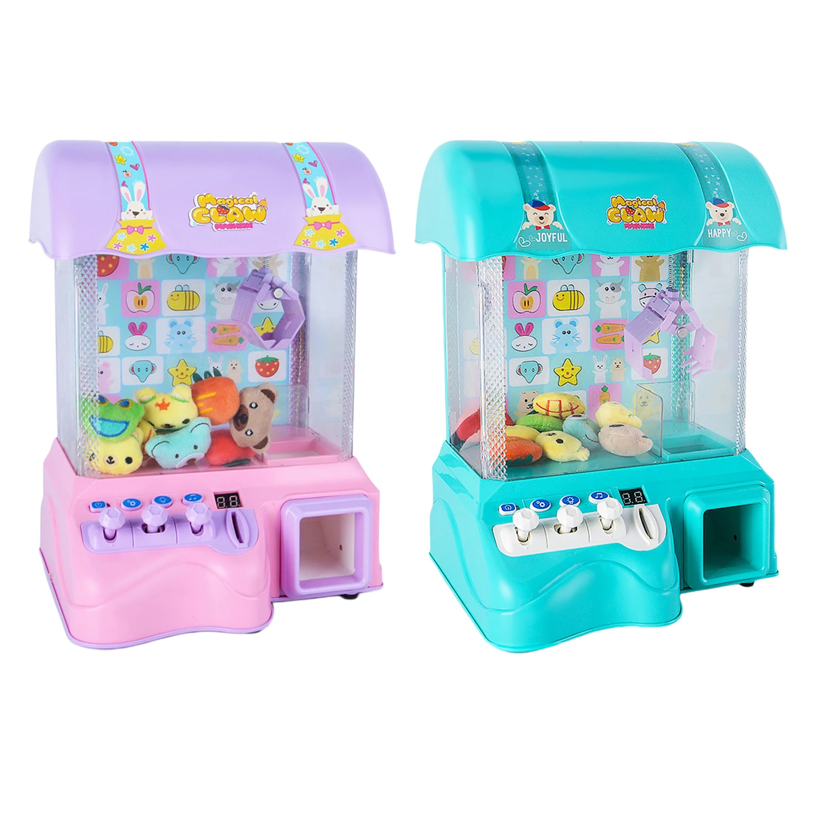 Electric Arcade Claw Machine Coin Game Doll Machine Grabber Toy Playset Box w/ Lights & Sounds