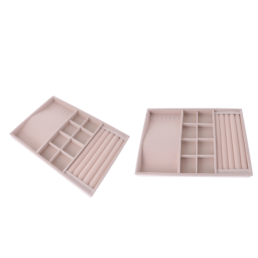2 x Jewel Ring Earring Necklace Display Organizer Box Tray Storage Showcase