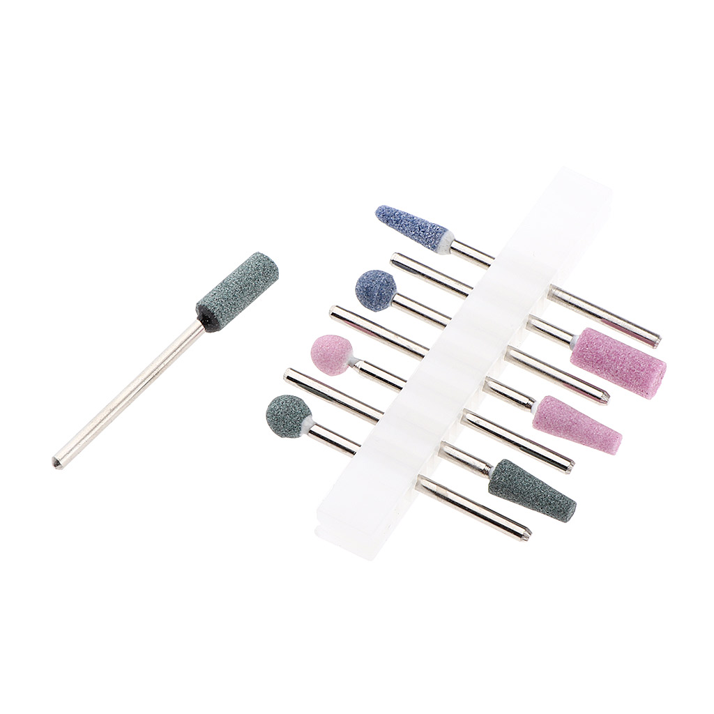 8Pcs Cuticle Nail Drill Bits Set Emery Quartz Nail Files Bit Grinding Head Manicure Pedicure Tools 3/32’’