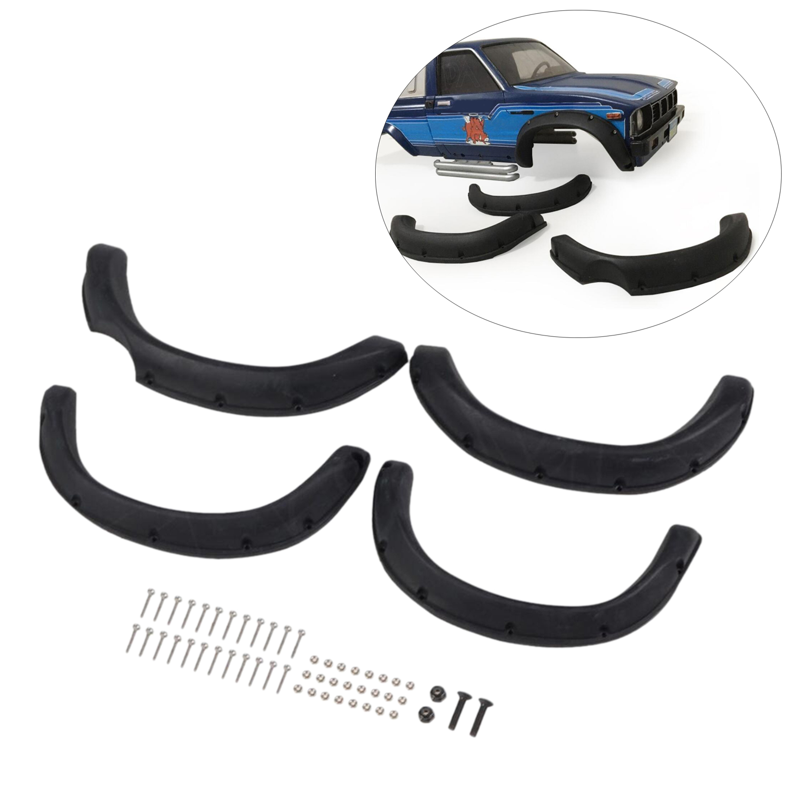 Black RC Car Fender Flares for 1:10 RC TAMIYA Hilux BRUISER  TF2 RC Car Replacements Accessories Part