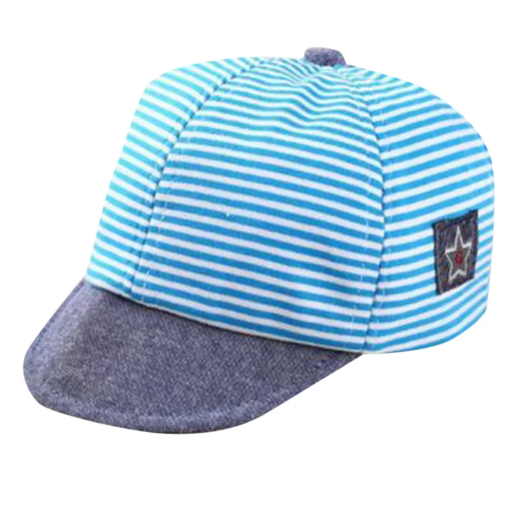 Baby Boys Girls Summer Hats Striped Soft Cotton Eaves Baseball Cap Beret Sun Hat 