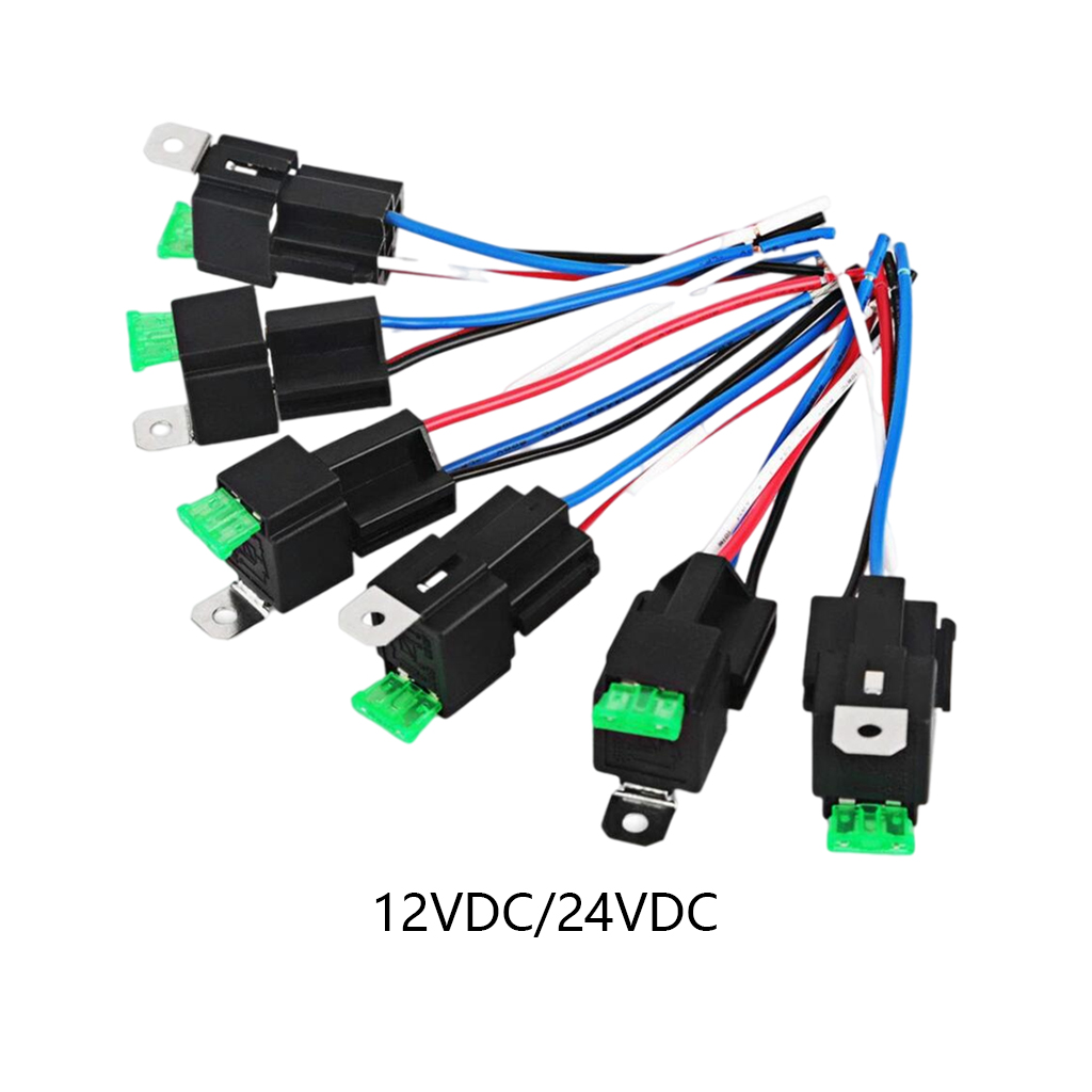 6Pc 5PIN Automotive Relay Switch Harness Kit 30A Fuse 14AWG Hot Wire