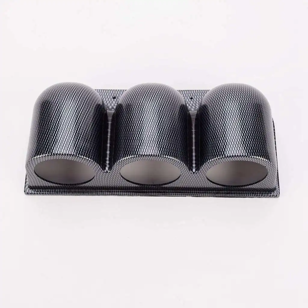 Car Carbon Fiber Universal Triple Gauge  Pod with Dome Lip