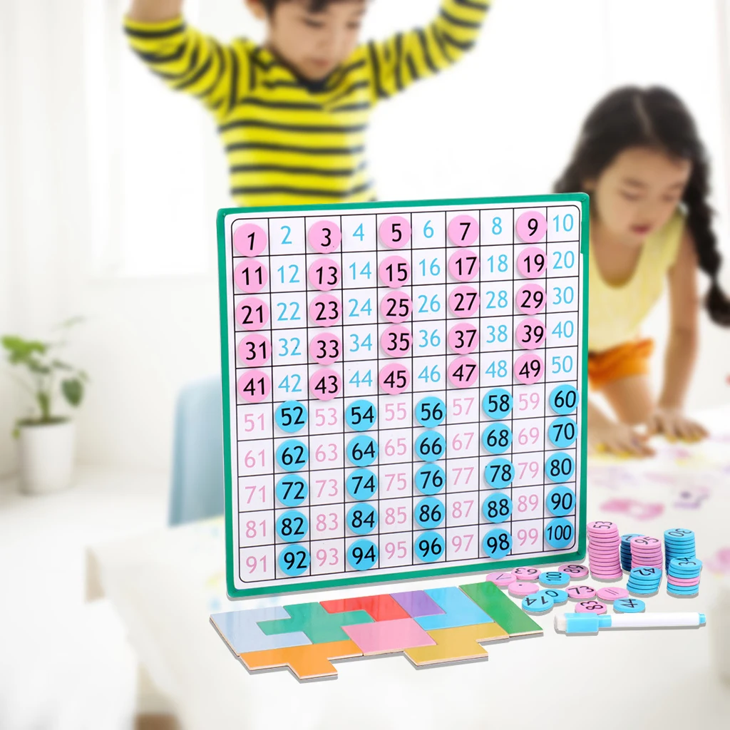 1 Set Wooden Magnetic 1-100 Number Board Counting Game Math Toys Arithmetic Early Learning