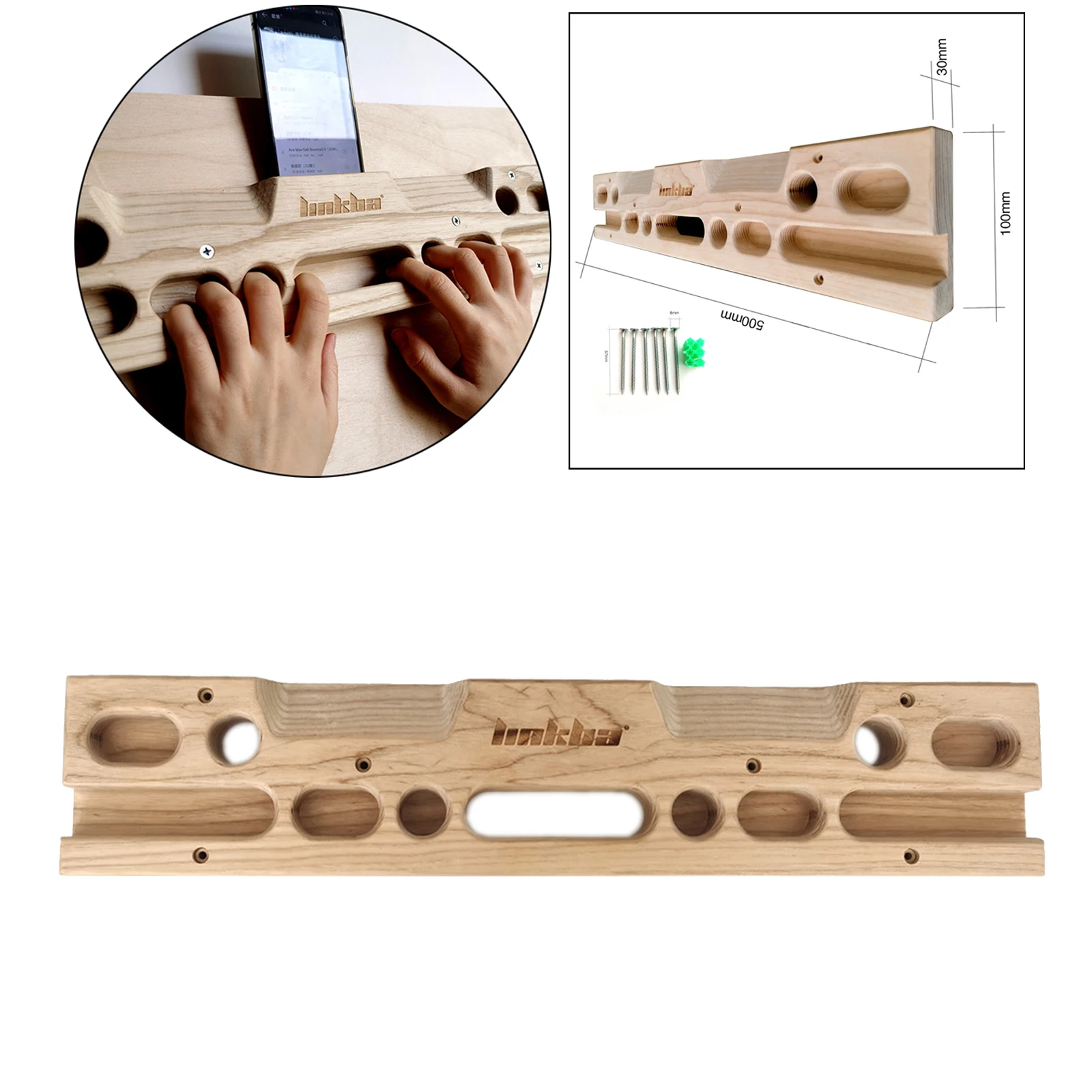 Wood boards with Phone Holder Slot, High Strength Rock Climbing  Boards Fingerboards Doorway Pull Up Board