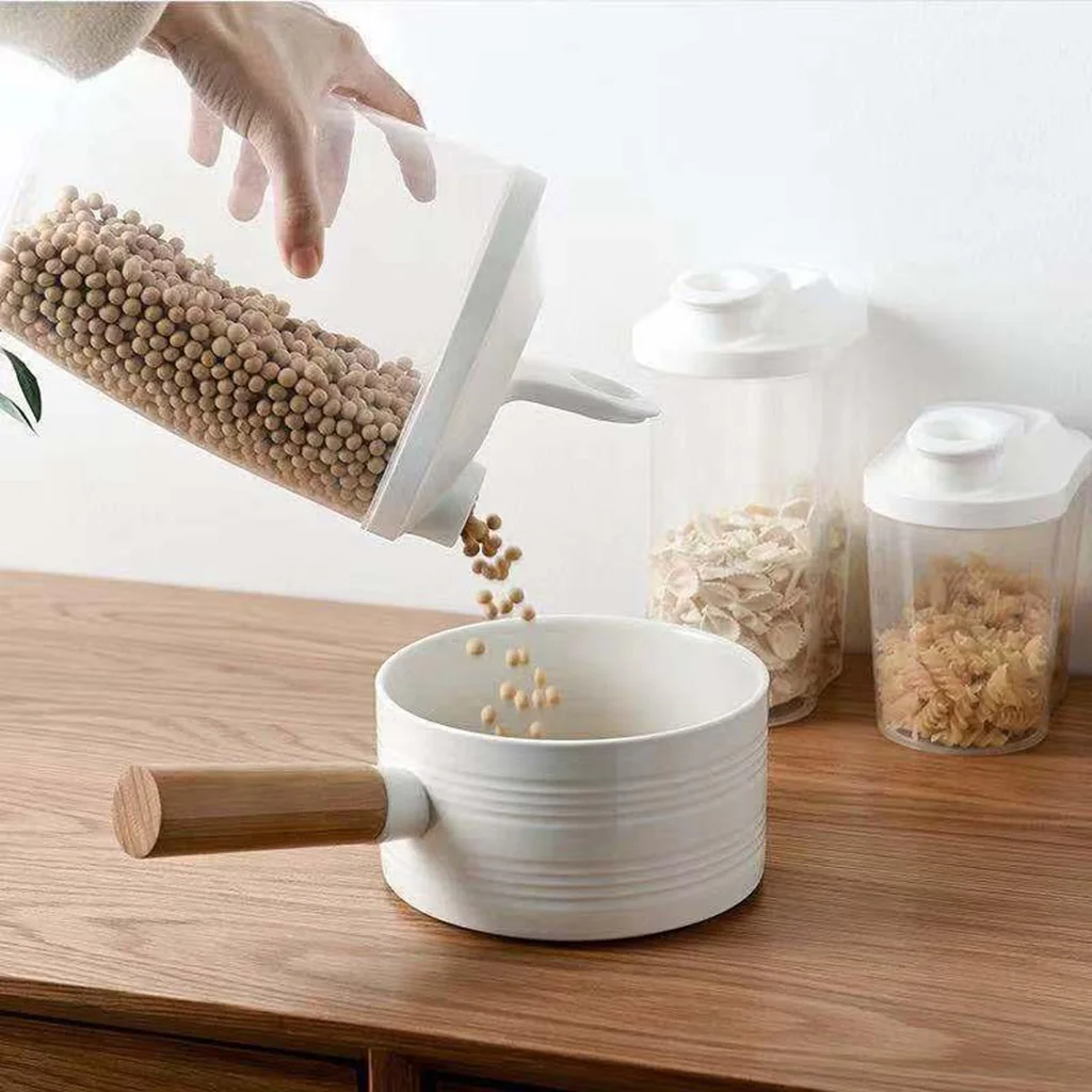 Clear Plastic Cereal Storage Container Flip Open Lid Pasta Rice Dry Food