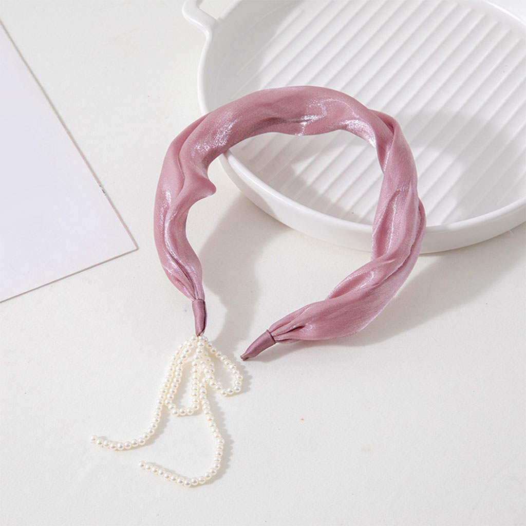 Women Simple Tassel Earring Hairband Imitation Pearl Hair Bezel for Bridal Wedding Party Female Girls
